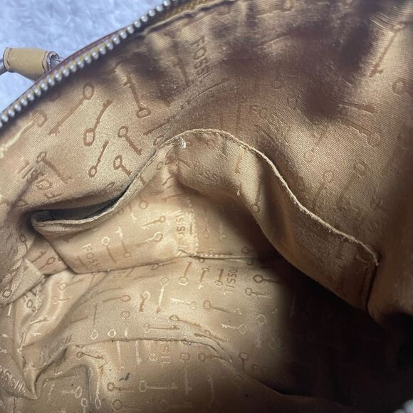 Fossil long live vintage Pebbled Leather Marlow tan Satchel/Shoulder bag . - Picture 11 of 14